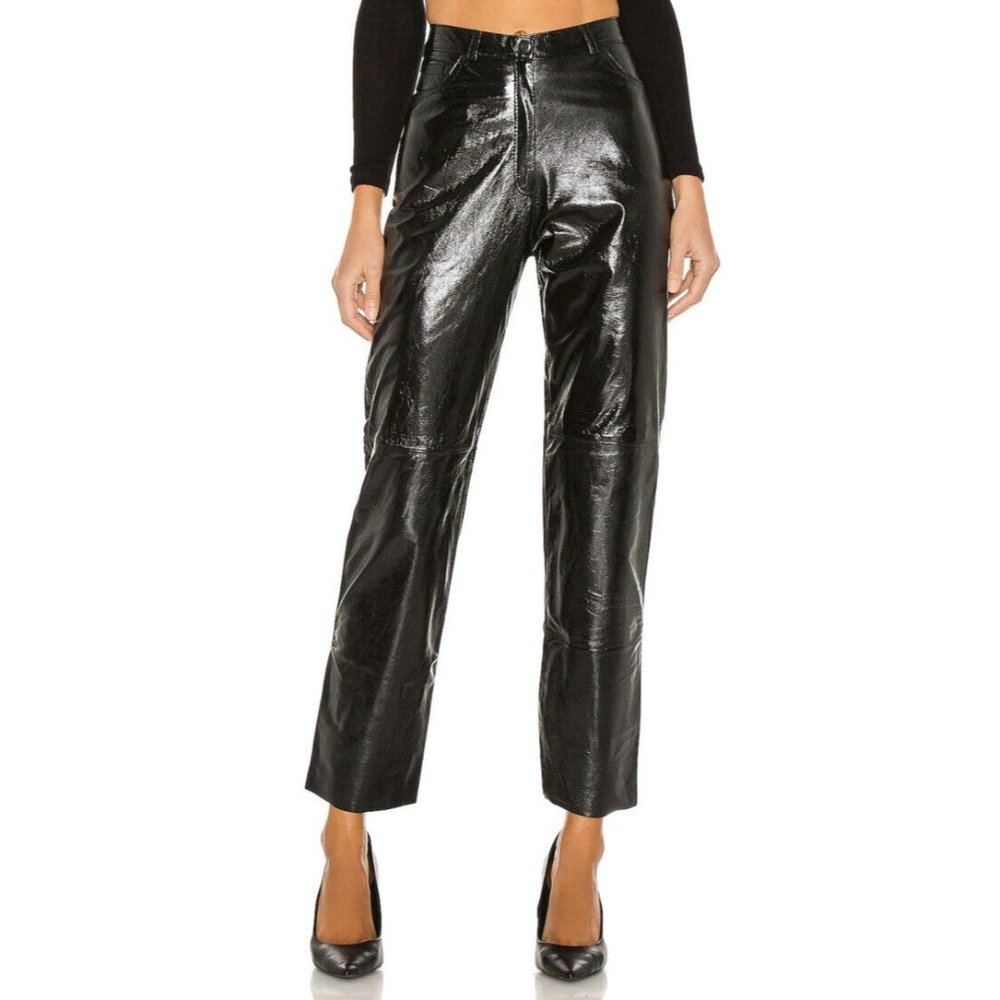 Tach Clothing Ava Pants Black Leather Shinny High Waist